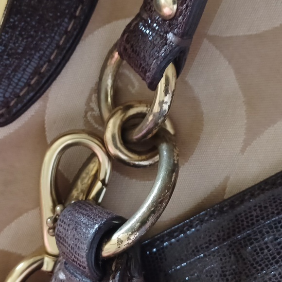 COACH Kristin Op Art Sateen Hobo Bag 19331 - Khaki/Mahogany - Picture 11 of 11